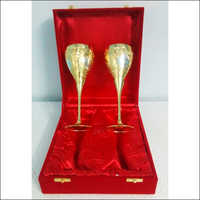 Gold Plated Wine Glass Set - Brass Material, Elegant Design And Perfect Shine | Easy To Clean, Ideal For Gifting On Special Occasions