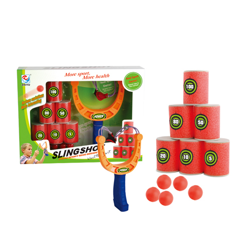Sling Shot - Plastic, 15x10x5 cm, Orange | Fun Game, Easy Use, Durable Toy, Soft Ball Projectile, Target Practice