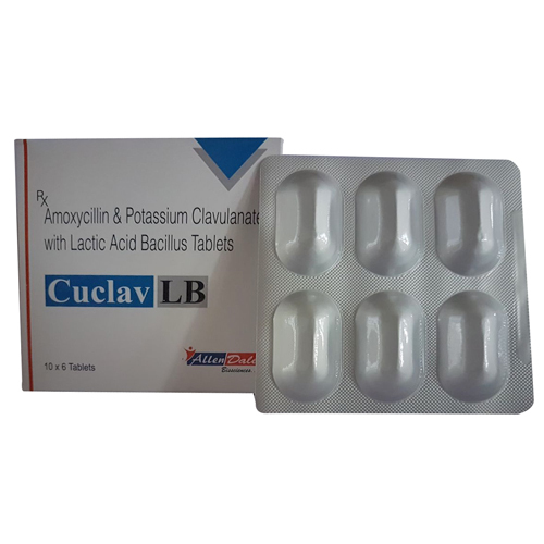 Amoxycillin & Potassium Clavulanate with Lactic Acid Bacillus Tablets - 10x6 Tablets, 95% Purity, Ideal for Treating Bacterial Infections, Pneumonia, Ear Infections, Skin Diseases