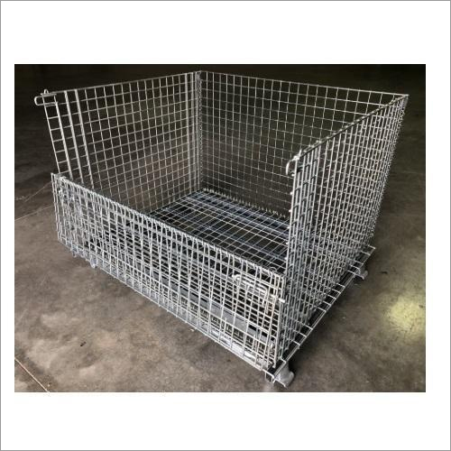 Wire Mesh Collapsible Cage Container - Stainless Steel, Open Top, Silver Color | Max Load 500-1000 kg, High Corrosion Resistance, Cost-Effective Material Handling Solution