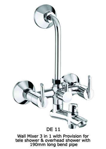 Wall Mixer 3 In 1 With Provision For Tele & Overhead Shower
