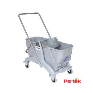 Partek Eco 50 Double Bucket Mopping Trolley With Round Wringer DB50R By NUTECH JETTING EQUIPMENTS INDIA PRIVATE LIMITED
