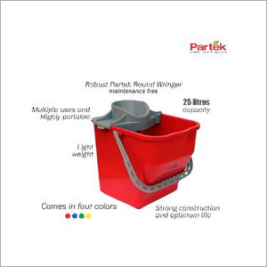Partek Robin Bucket 25 Liters + Round Mop Wringer Squeeze Red PB25RW  By NUTECH JETTING EQUIPMENTS INDIA PRIVATE LIMITED