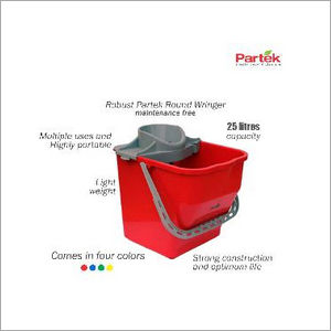 Partek Robin Bucket 25 Liters and Round Mop Wringer Squeeze Red PB25RW R