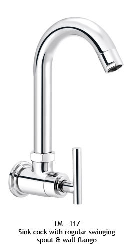 Sink Cock With Regular Swinging Spout & Wall Flange