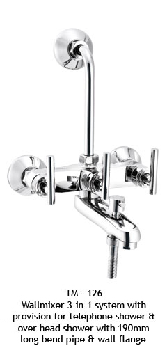Wall Mixer 3 In 1 System With Provision For Tele & overhead Shower