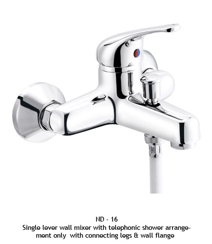 Single lever wall mixer with tele shower