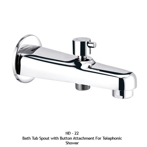 Bath Tub Spout With Button Attachment For Teleshower