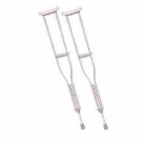 Adjustable Crutches - Aluminum, 32-48 Inches | Silver, 1.5 Lbs Weight, Underarm Handle, Rubber Tips, 250 Lbs Load Capacity