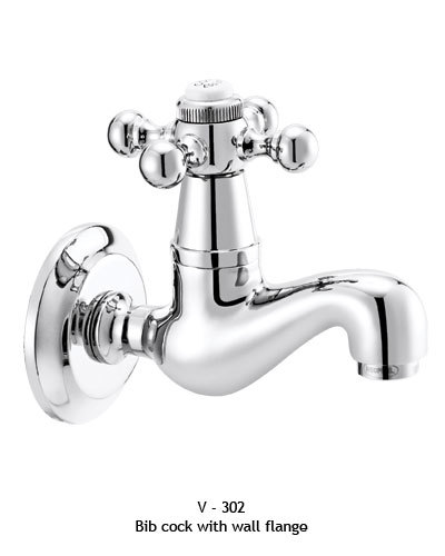 Bib cock with wall flange