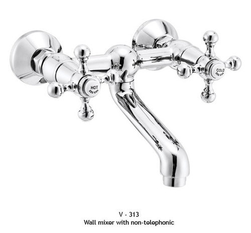 Wall Mixer with Non-Telephonic Shower - Brass, 150x100x200mm, Chrome | Water Saving, Precise Control, Easy Installation