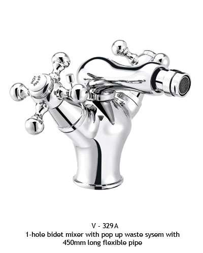 1-hole bidet mixer with popup waste system
