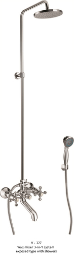 Wall mixer 3-in-1 system exposed type with showers