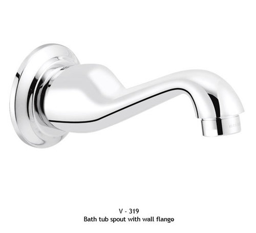 Bath tub spout with wall flange