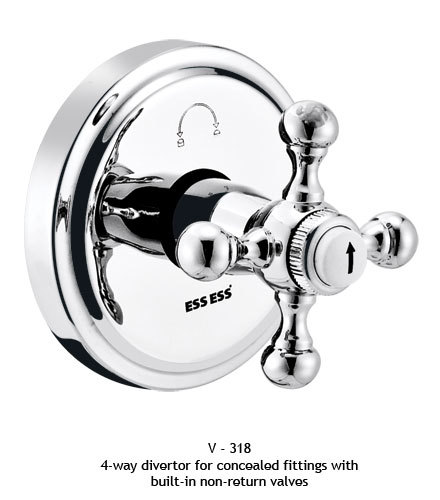 4-way divertor for concealed fittings