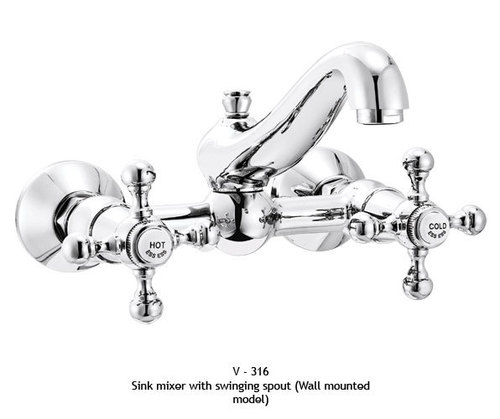 Sink mixer with swinging spout (wall mounted model)