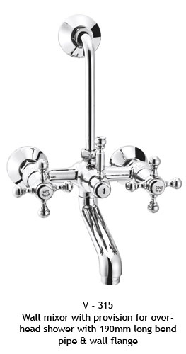 Wall mixer with provision for overhead shower