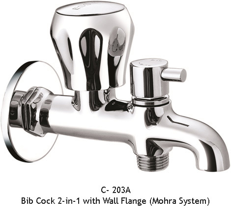 Bib cock 2-in-1 with wall flange