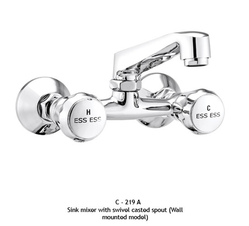 Sink mixer with swivel casted spout