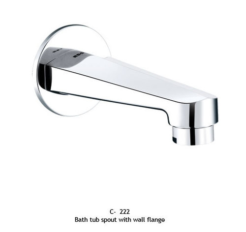 Bath Tub Spout With Wall Flange - Brass, 10 Inches Length, Chrome Finish | Durable, Easy Installation, Elegant Design, Water Efficient