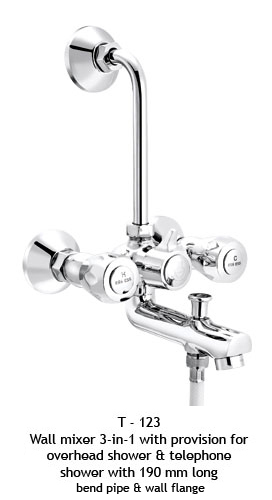 Wall mixer 3 in 1 with provsion for Tele & Overhead Shower