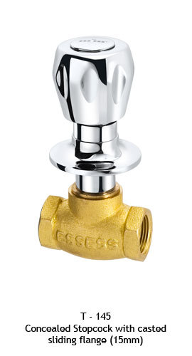 Concealed stopcock with casted sliding flange 15mm