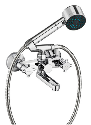 Wall mixer with telephonic shower arrangement only with crutch