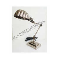 Shell Shade Table Lamp - Silver Coated Metal, Handcrafted Design For Elegant Ambiance | Traditional Style, Durable Construction With Wide Base