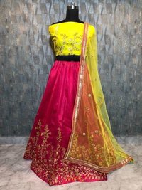 Yellow Mix Colour Regular Pink Lehenga