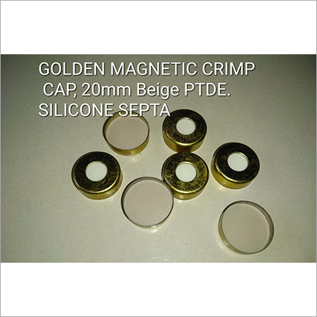 Golden Magnetic Crimp Cap 20mm Beige PTDE Silicon SEPTA