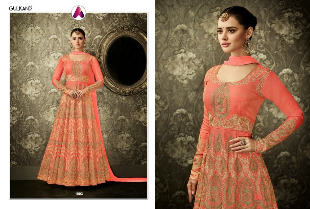 Embroidered Anarkali Silk Suits
