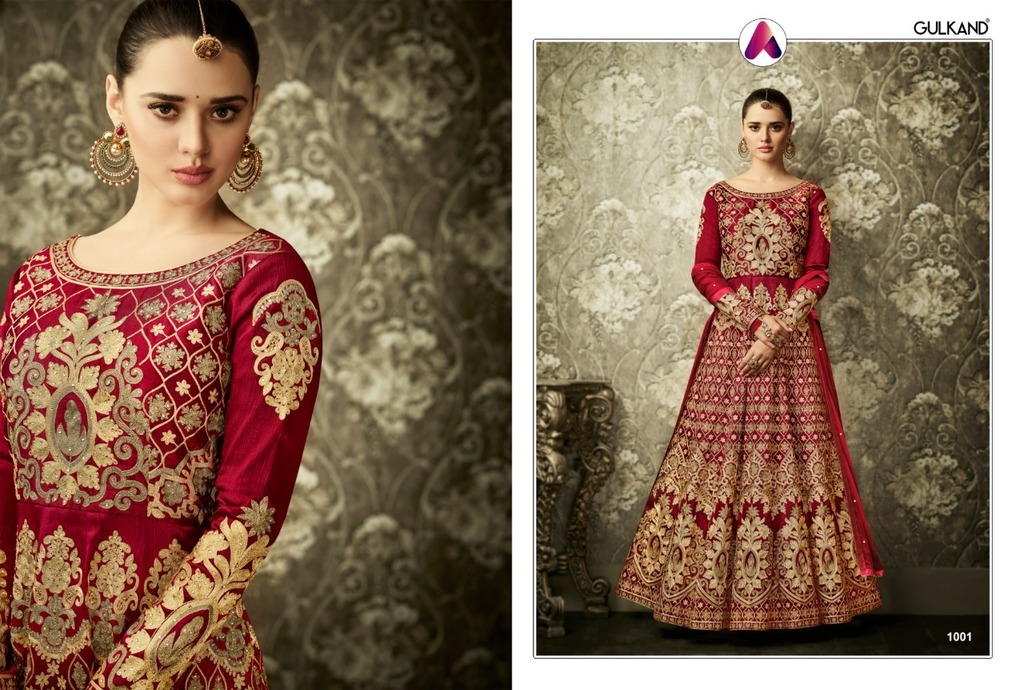 Embroidered Anarkali Silk Suits