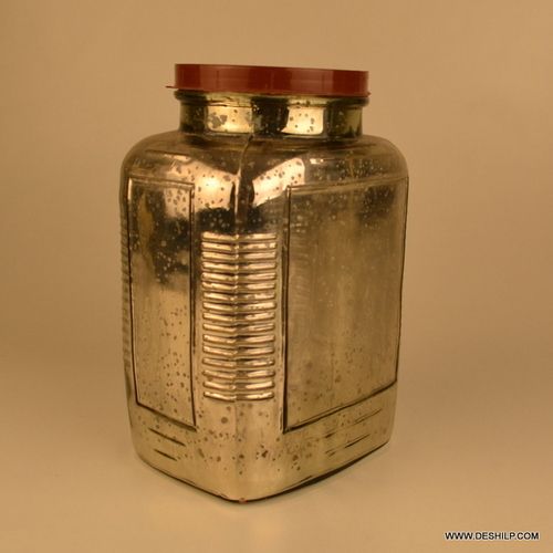 Jar Decorative Glass Jars Suction Glass Jar with lid, Silver Glass Jar With Screw Cap