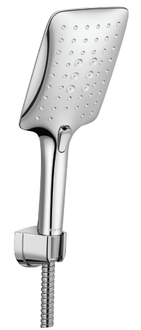 4" HS Square Easy Click 3F with 1.5m Flex Tube & Hook - Chrome, 4"x4", Polished | Water Saving, Wide Coverage, Smooth Flow, Wall Mounted Rain Spray