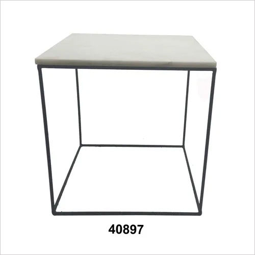 Iron Table With Marble Top - Color: As Per Requirement