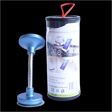 Magnetic Car Mobile Holder - Aluminium & Alloy Body, Sky-Blue & Grey Colors