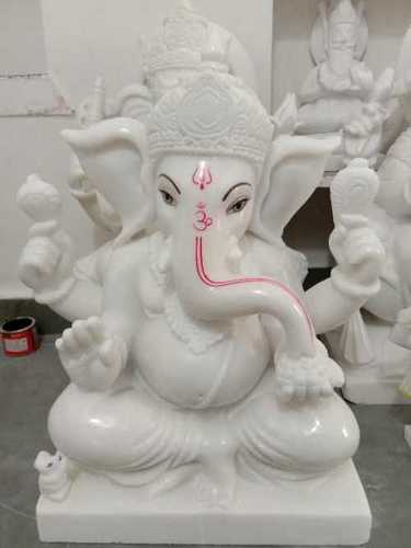 Hygienic White Marble Ganesh Ji Statue