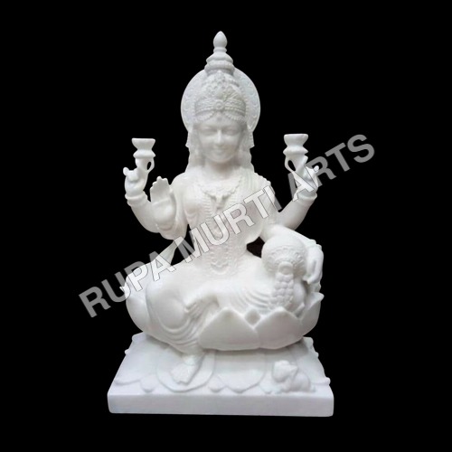 White Marble Laxmi Sitting Statue White Marble Laxmi Sitting Statue