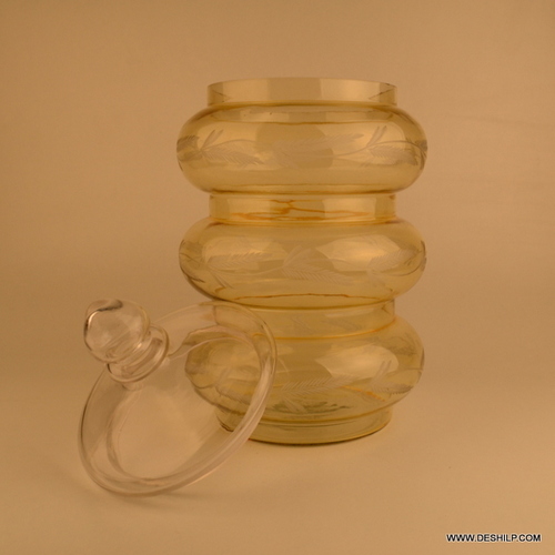 Yellow Three Ring Glass Jar Decorative Glass Jar With Lid Mason Jars Squash & Juice Glass Bottle