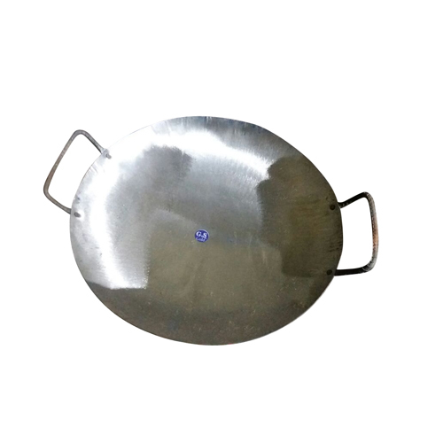 Iron Chowmeen Kadai - Stainless Steel 14 Inch, 1.5 kg | Durable, Heat Resistant, Two Iron Handles