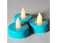 Led Tea Light Candle - Plastic, 1.5 Inches Diameter | Warm White Light, Blue Color, 3 Pack, Up To 100 Hours Battery Life