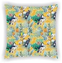 Silk Cushion Cover - Poly Cotton 40x40 Cm (16x16 Inches) , Multi Color Digital Printed Design With Zipper Closure