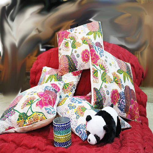 Printed Kantha Cushion Covers Printed Kantha Cushion Covers