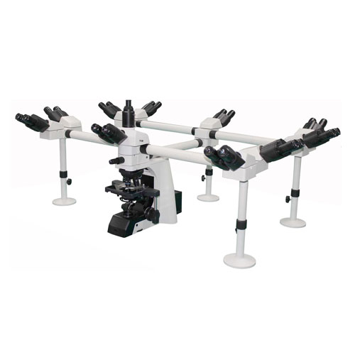 Radical Decca Head Microscope - Di-cast Construction 60mm Objective Lens White and Black Color | 10x/25mm Eyepieces Trinocular 3-Position Head Sextuple Nosepiece Kohler Illumination Rotating Stage with ND Filters