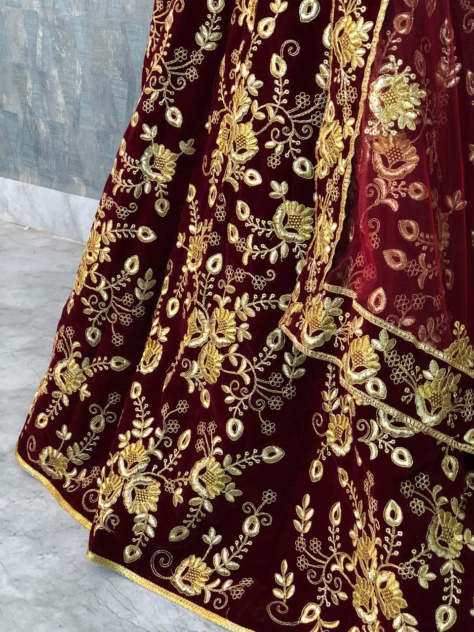 Designer Maroon Colour Work Wedding Lehenga Choli