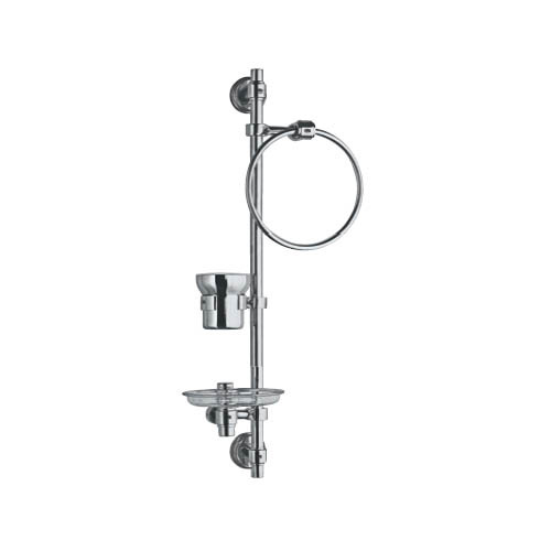 Tumbler Holder and Round Towel Ring - Metal, 16x4 Inches, Chrome | Space Saving, Elegant Design, Wall-Mounted, Durable