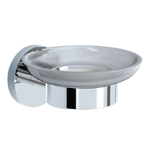 Soap Dish - Glass & Metal, 10x8x4 cm, Chrome Finish | Wall Mounted, Water Resistant, Easy Cleaning