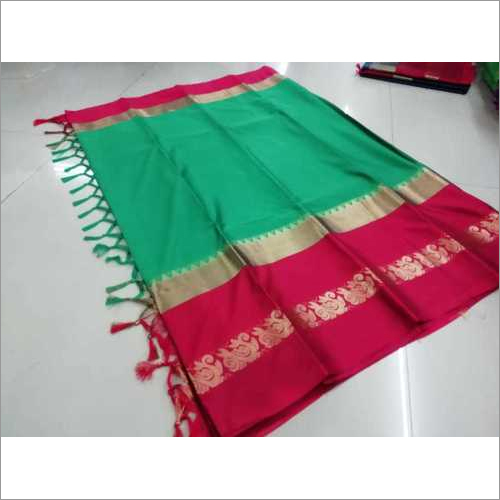 Red Cotton Silk Saree With Jacquard Work