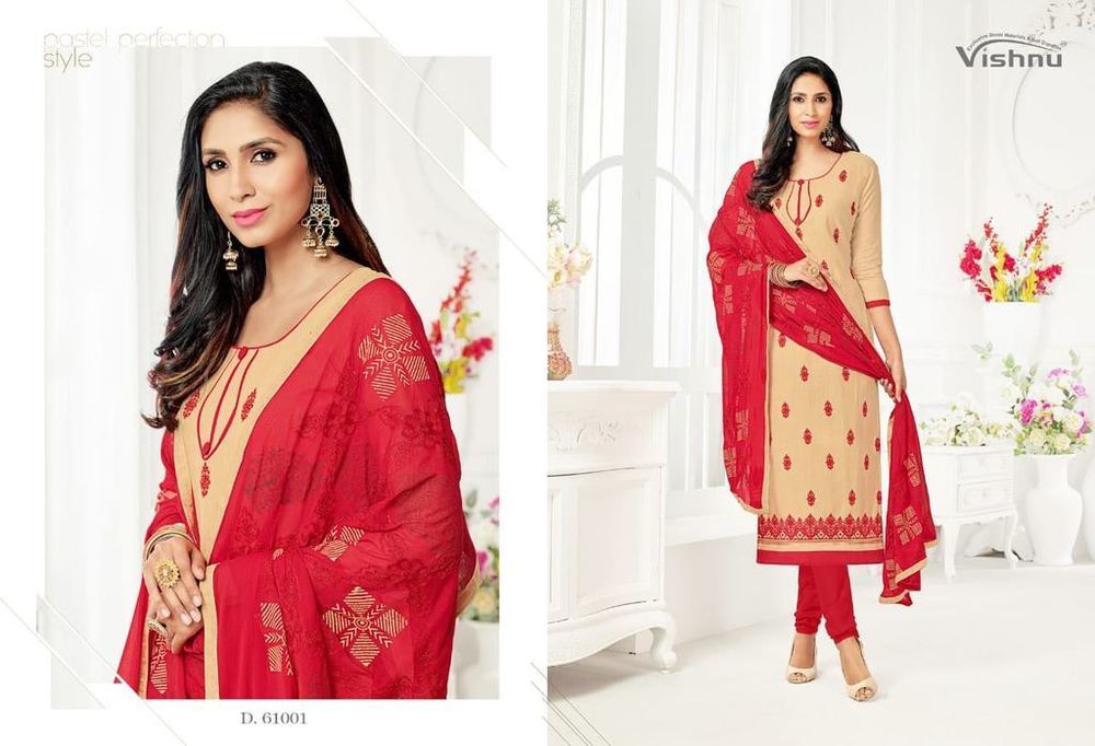 Cotton Materials Chiffon Dupatta Suit