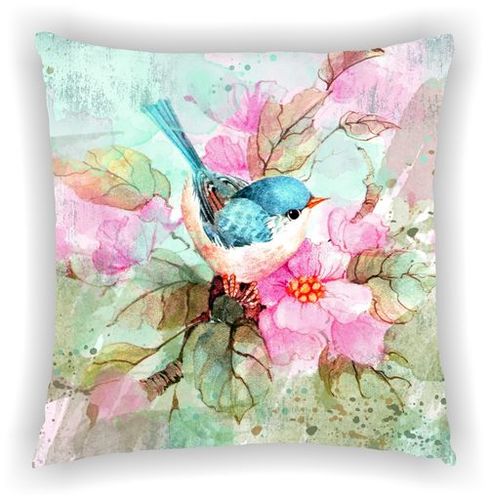Digital Printed Floral Multi Leaves Designs Cushion Cover - Poly Cotton 40x40 cm (16x16 inches) , Square Shape, Multi Colors, Zipper Closure, Printed Technics